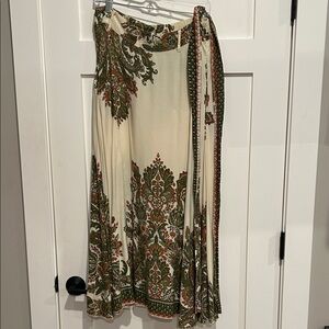 Kaktus Cream and Green A-Line Skirt